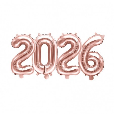 Balony foliowe 2026 - różowozłote 35 cm
