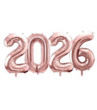 Balony foliowe 2026 - różowozłote 86 cm