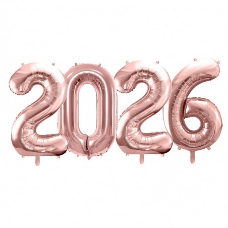 Balony foliowe 2026 - różowozłote 86 cm