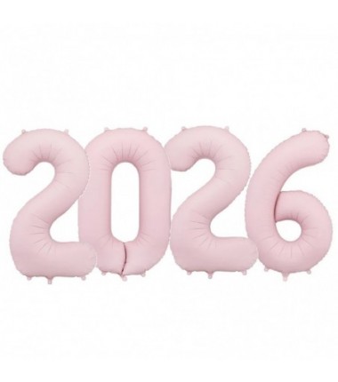 Balony foliowe 2026 - jasny różowy matowy 86 cm