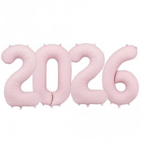 Balony foliowe 2026 - jasny różowy matowy 86 cm