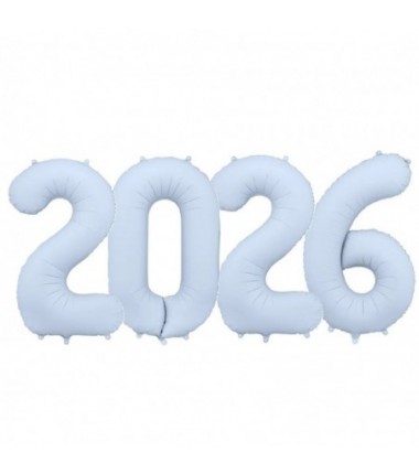 Balony foliowe 2026 - mglisty niebieski matowy 86 cm