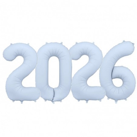 Balony foliowe 2026 - mglisty niebieski matowy 86 cm