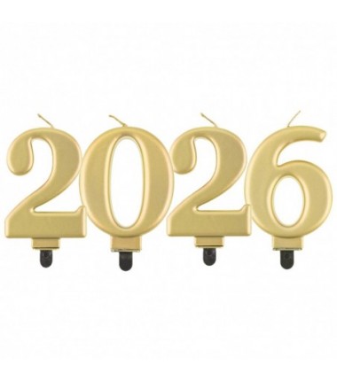 ŚWIECZKI ZŁOTE - NOWY ROK ! - 2026 - ok. 8 cm