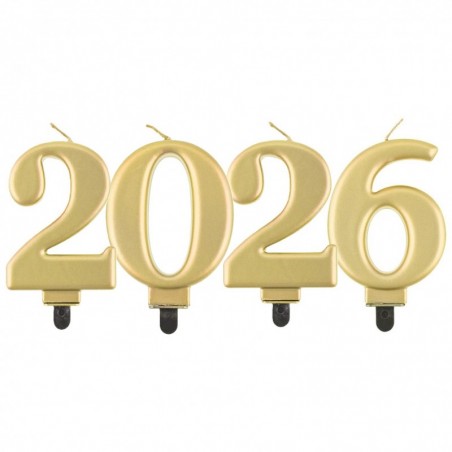 ŚWIECZKI ZŁOTE - NOWY ROK ! - 2026 - ok. 8 cm