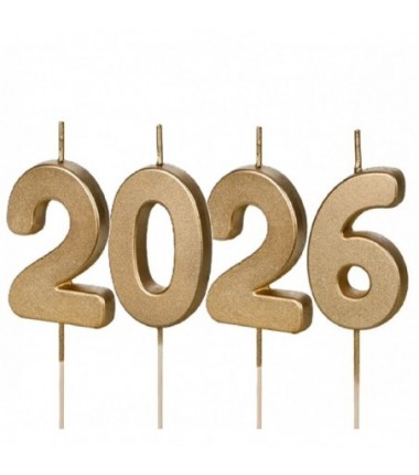 ŚWIECZKI ZŁOTE - NOWY ROK ! - 2026 - ok. 4,5 cm