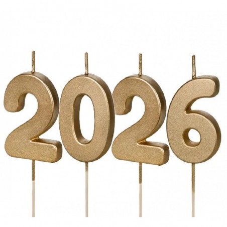 ŚWIECZKI ZŁOTE - NOWY ROK ! - 2026 - ok. 4,5 cm