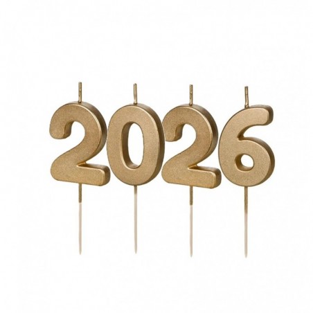 ŚWIECZKI ZŁOTE - NOWY ROK ! - 2026 - ok. 4,5 cm