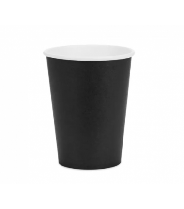 Kubeczki papierowe Party Deco czarne 250ml - 6 sztuk