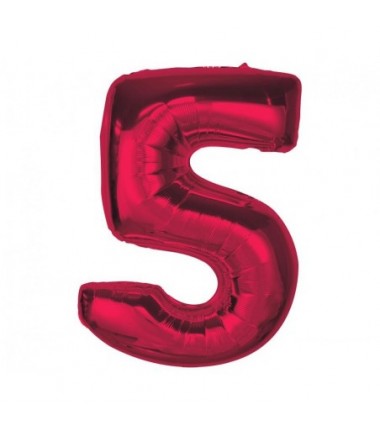 Balon foliowy Smart cyfra 5 czerwona 92 cm