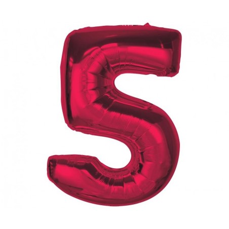 Balon foliowy Smart cyfra 5 czerwona 92 cm