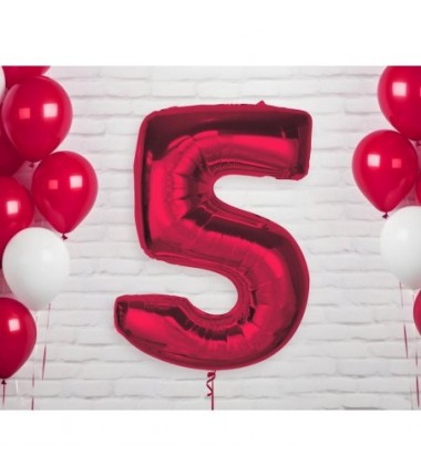 Balon foliowy Smart cyfra 5 czerwona 92 cm