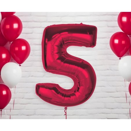 Balon foliowy Smart cyfra 5 czerwona 92 cm