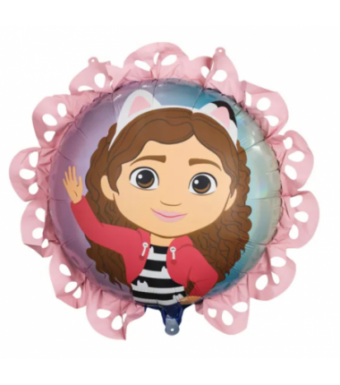 Balon foliowy pastylka z falbanką Koci Domek Gabi 52x52 cm