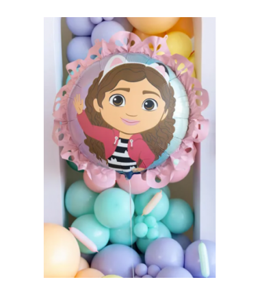 Balon foliowy pastylka z falbanką Koci Domek Gabi 52x52 cm