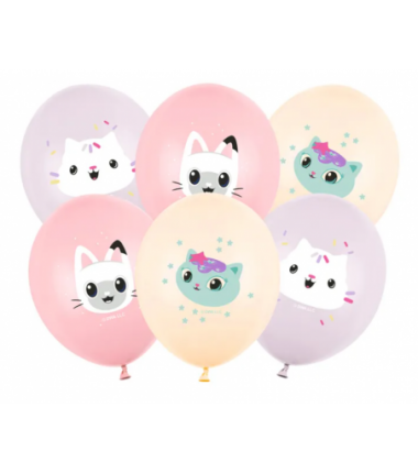 Balony 30 cm Koci Domek Gabi - 6 sztuk