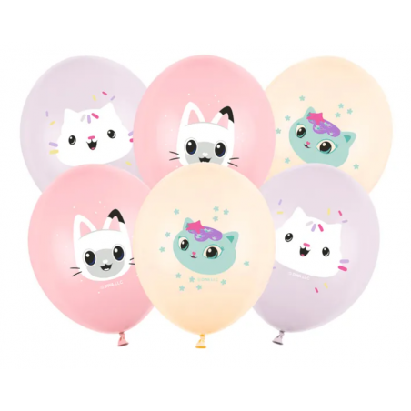 Balony 30 cm Koci Domek Gabi - 6 sztuk