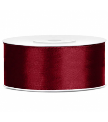 Wstążka satynowa - tasiemka satynowa bordowa - 25 mm - Party Deco
