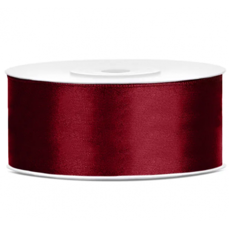 Wstążka satynowa - tasiemka satynowa bordowa - 25 mm - Party Deco