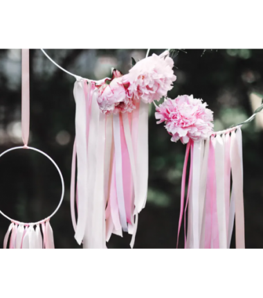 Wstążka satynowa - tasiemka satynowa jasnoróżowa - 25 mm - Party Deco