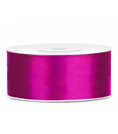 Wstążka satynowa - tasiemka satynowa fuksjowa - 25 mm - Party Deco