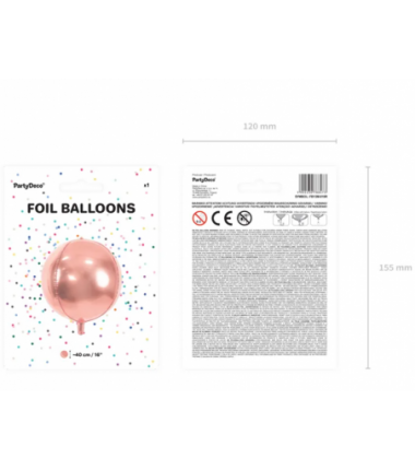 Balon foliowy Kula 40 cm - różowe złoto