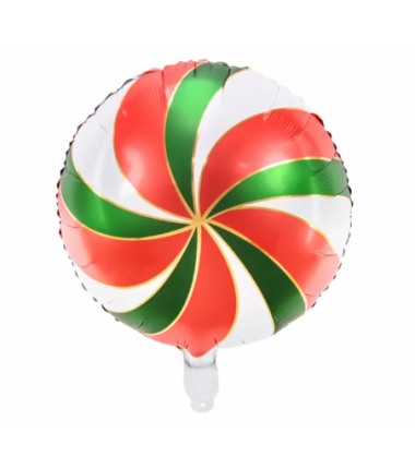 Balon foliowy Cukierek 35cm - czerwono-zielono-biały