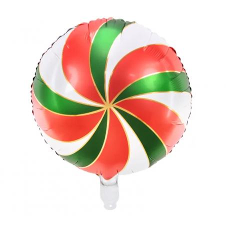 Balon foliowy Cukierek 35cm - czerwono-zielono-biały