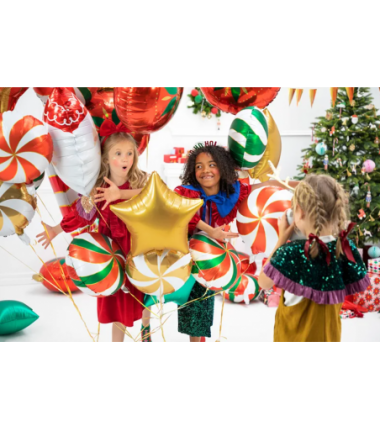 Balon foliowy Cukierek 35cm - czerwono-zielono-biały