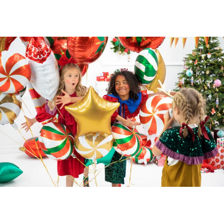 Balon foliowy Cukierek 35cm - czerwono-zielono-biały