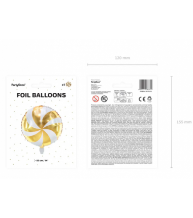 Balon foliowy Cukierek 35 cm - złoty