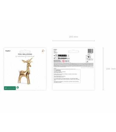 Stojący balon foliowy Renifer 83 x 52 cm złoty