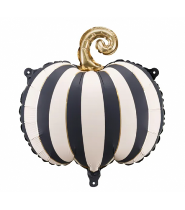 Balon foliowy Dynia w paski 39x38 cm kremowo-czarna