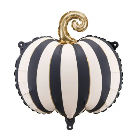 Balon foliowy Dynia w paski 39x38 cm kremowo-czarna
