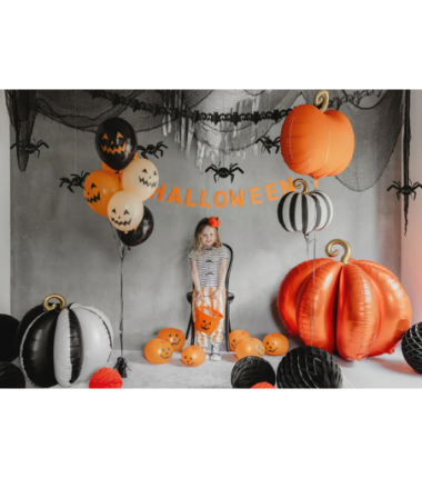 Balon foliowy Dynia w paski 39x38 cm kremowo-czarna