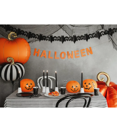 Balon foliowy Dynia w paski 39x38 cm kremowo-czarna