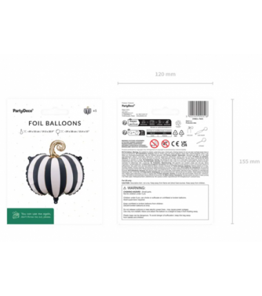 Balon foliowy Dynia w paski 39x38 cm kremowo-czarna