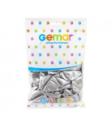 Balon GEMAR 33 cm - 13" srebrny SHINY SILVER GB120/89 - 1 sztuka