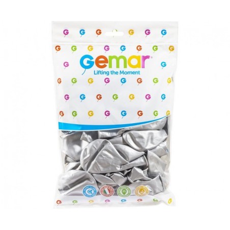 Balon GEMAR 33 cm - 13" srebrny SHINY SILVER GB120/89 - 1 sztuka