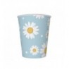 Kubeczki papierowe niebieskie, stokrotki 250 ml - 6 sztuk