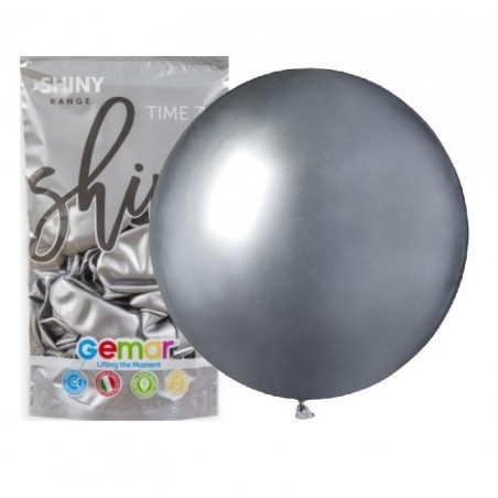 Balon GEMAR 48 cm - 19" srebrny SHINY SILVER GB150/089 - 1 sztuka