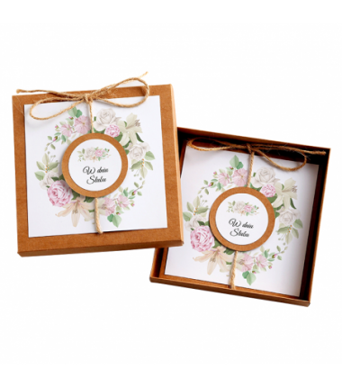Kartka Okolicznościowa w Pudełku na Ślub - Eco Vintage Wianek - Letnie