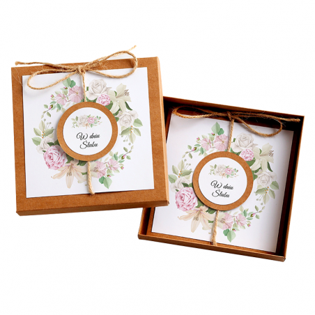 Kartka Okolicznościowa w Pudełku na Ślub - Eco Vintage Wianek - Letnie