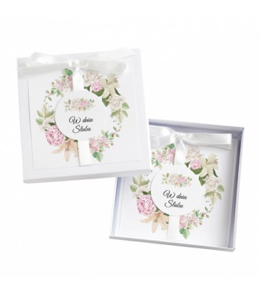 Kartka Okolicznościowa w Pudełku na Ślub - Biała Vintage - Letnie