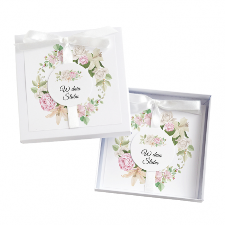Kartka Okolicznościowa w Pudełku na Ślub - Biała Vintage - Letnie