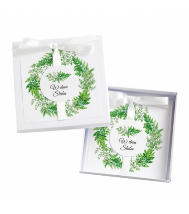 Kartka Okolicznościowa w Pudełku na Ślub - Biała Vintage - Paprotka