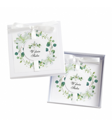 Kartka Okolicznościowa w Pudełku na Ślub - Biała Vintage - Biała Lilia