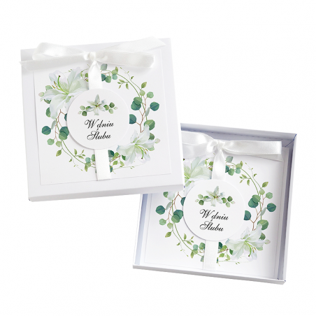 Kartka Okolicznościowa w Pudełku na Ślub - Biała Vintage - Biała Lilia