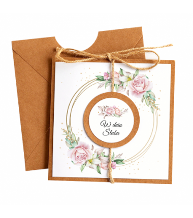 Kartka Okolicznościowa na Ślub - Eco Vintage - Róża na Kole