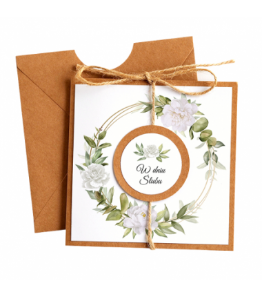 Kartka Okolicznościowa na Ślub - Eco Vintage - Biała Piwonia